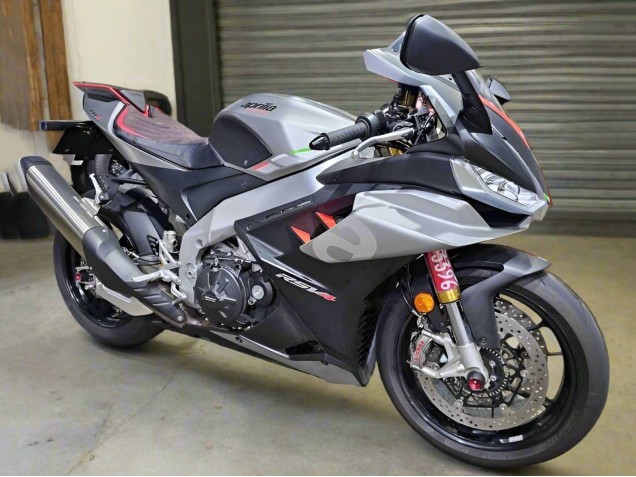 Großhandel Aprilia RSV4 1100 Motorrad Verkleidung 2021-2024 - Glanzendes Silber Matt Schwarz