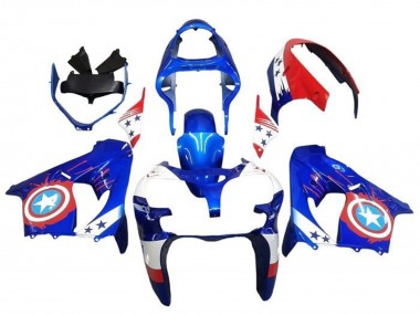 Großhandel Kawasaki ZX9R Motorrad Verkleidung 2002-2003 - Blau Weiss Rot Captain America Stern