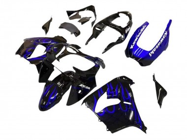 Großhandel Kawasaki ZX9R Motorrad Verkleidung 2002-2003 - Schwarz Weiss mit blauer Flamme