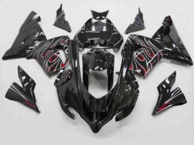 Großhandel Kawasaki ZX10R Motorrad Verkleidung 2004-2005 - Schwarz Rot Weiss Flamme
