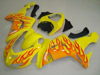 Großhandel Kawasaki ZX10R Motorrad Verkleidung 2006-2007 - Gelb Orange Flamme