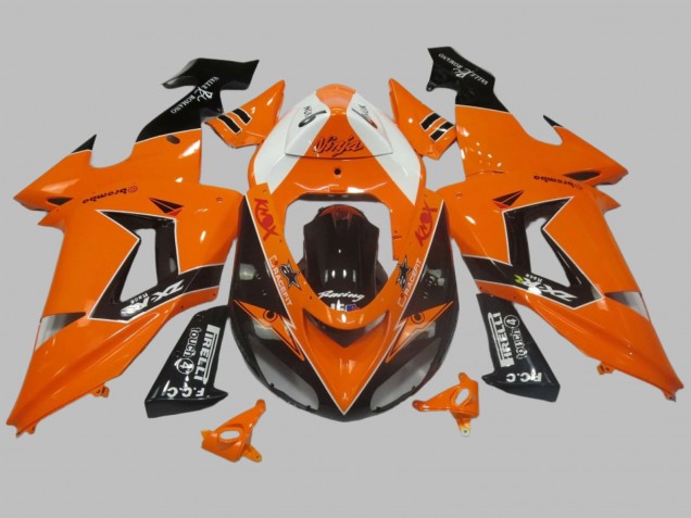 Großhandel Kawasaki ZX10R Motorrad Verkleidung 2006-2007 - Orange Weiss Schwarz Rennen Elf