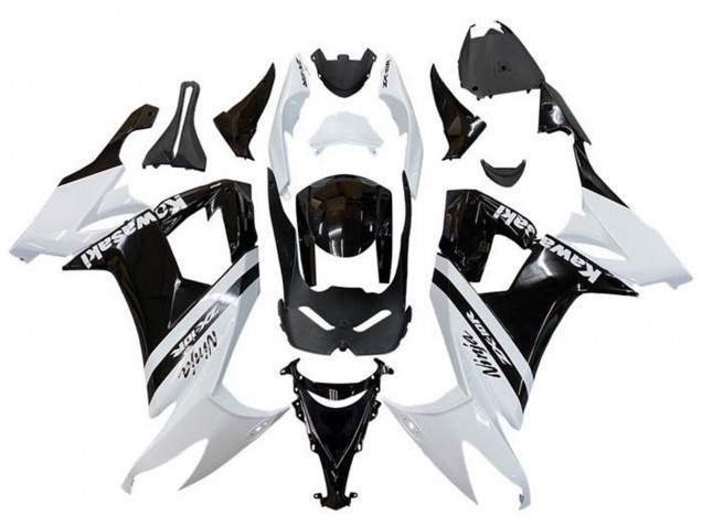 Großhandel Kawasaki ZX10R Motorrad Verkleidung 2008-2010 - Weiss Glanzendes Schwarz Streifen