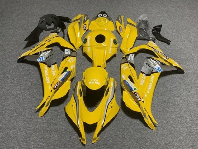 Großhandel Kawasaki ZX10R Motorrad Verkleidung 2016-2020 - Gelb Blau Weiss Trick Star EVA Rennen