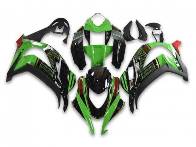 Großhandel Kawasaki ZX10R Motorrad Verkleidung 2016-2020 - Grun Glanzendes Schwarz Rot Bienenwabe