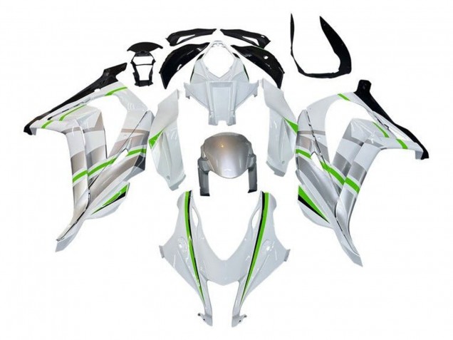Großhandel Kawasaki ZX10R Motorrad Verkleidung 2016-2020 - Weiss Silber Grun Streifen