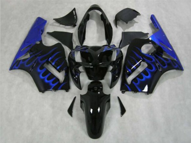 Großhandel Kawasaki ZX12R Motorrad Verkleidung 2002-2006 - Glanzendes Schwarz Blau Flamme