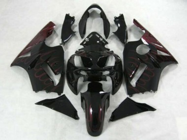 Großhandel Kawasaki ZX12R Motorrad Verkleidung 2002-2006 - Glanzendes Schwarz Burgundy Flamme