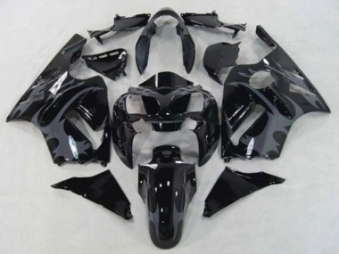 Großhandel Kawasaki ZX12R Motorrad Verkleidung 2002-2006 - Glanzendes Schwarz Grau Tribal