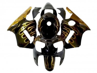 Großhandel Kawasaki ZX12R Motorrad Verkleidung 2002-2006 - Glanzendes Schwarz Gold Flamme