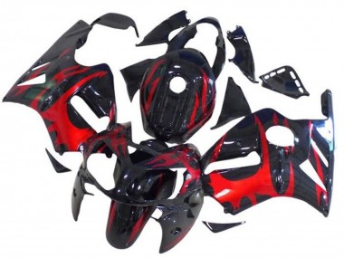 Großhandel Kawasaki ZX12R Motorrad Verkleidung 2002-2006 - Glanzendes Schwarz Rot Tribal