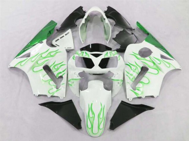Großhandel Kawasaki ZX12R Motorrad Verkleidung 2002-2006 - Weiss Grun Flamme