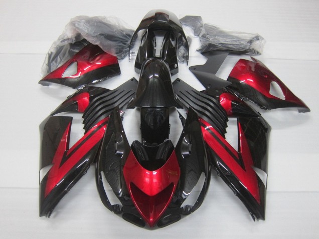Großhandel Kawasaki ZX14R ZZR1400 Motorrad Verkleidung 2006-2011 - Bonbon Rot Glanzendes Schwarz