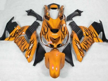 Großhandel Kawasaki ZX14R ZZR1400 Motorrad Verkleidung 2006-2011 - Orange Schwarz Flamme