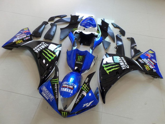 Großhandel Yamaha YZF R1 Motorrad Verkleidung 2012-2014 - Blau Weiss Glanzendes Schwarz Grun Graves Yamalube Monster
