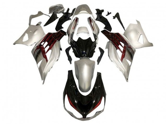 Großhandel Kawasaki ZX14R ZZR1400 Motorrad Verkleidung 2012-2024 - Silber Glanzendes Schwarz Rot