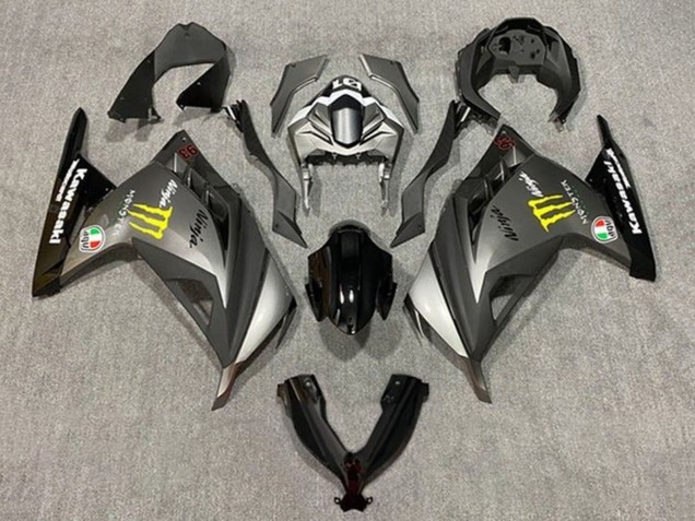Großhandel Kawasaki EX300 Motorrad Verkleidung 2013-2024 - Matt Grau Schwarz Gelb Monster