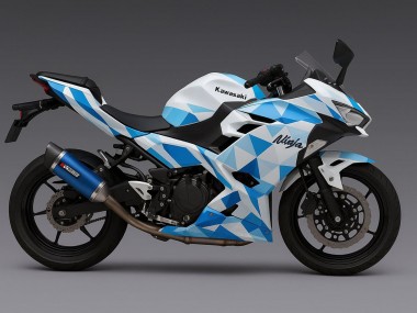 Großhandel Kawasaki Ninja 500 EX500R Motorrad Verkleidung 2024-2025 - Weiss Blau Geometric