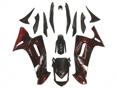 Großhandel Kawasaki Ninja 650 EX650 Motorrad Verkleidung 2006-2008 - Glanzendes Schwarz Rot Flamme