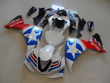 Großhandel Yamaha YZF R1 Motorrad Verkleidung 2012-2014 - Weiss Blau Rot Schwarz Stern
