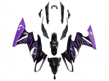 Großhandel Kawasaki Ninja 650 EX650 Motorrad Verkleidung 2009-2011 - Glanzendes Schwarz Lila Flamme
