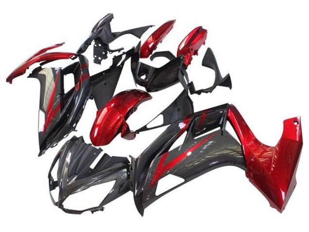 Großhandel Kawasaki Ninja 650 EX650 Motorrad Verkleidung 2012-2016 - Rot Schwarz Kunst Carbonfaser