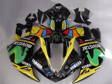 Großhandel Yamaha YZF R1 Motorrad Verkleidung 2012-2014 - Glanzendes Schwarz Gelb Grun Weiss Blau MoviStar Monster