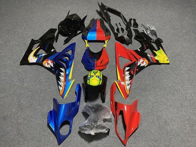 Großhandel BMW S1000RR Motorrad Verkleidung 2009-2014 - Blau Rot Gelb Schwarz Hai