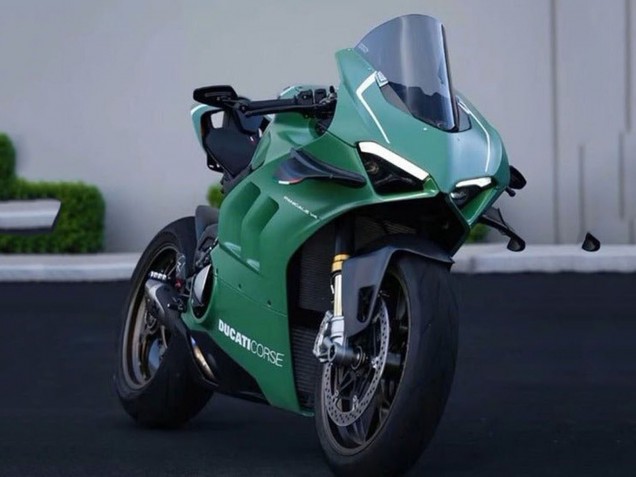 Großhandel Ducati Panigale V4 V4S Motorrad Verkleidung 2020-2021 - Matt Grun Weiss
