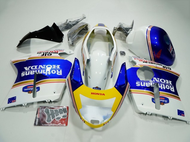 Großhandel Honda CBR1100XX Blackbird Motorrad Verkleidung 1996-2007 - Weiss Blau Gelb Rothmans