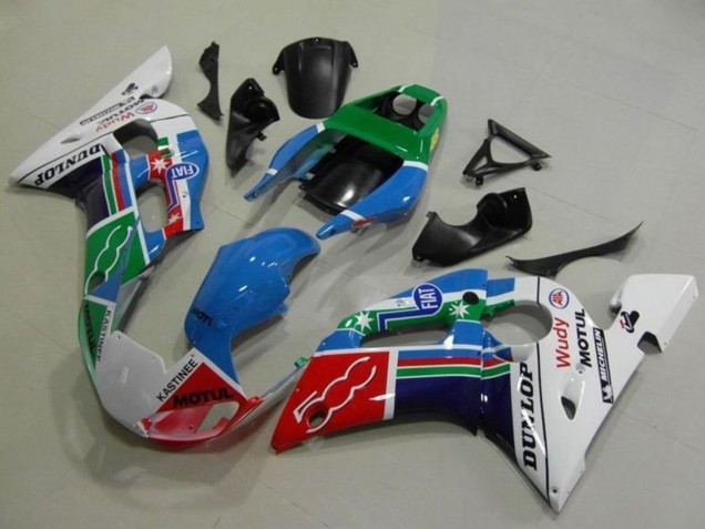Großhandel Yamaha YZF R6 Motorrad Verkleidung 1998-2002 - Weiss Blau Grun Rot Fiat Motul Michelin Dunlop