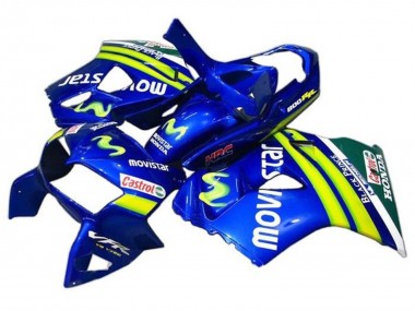 Großhandel Honda VFR 800 Motorrad Verkleidung 1998-2001 - Blau Grun Weiss MoviStar Castrol HRC Schwarz Prince