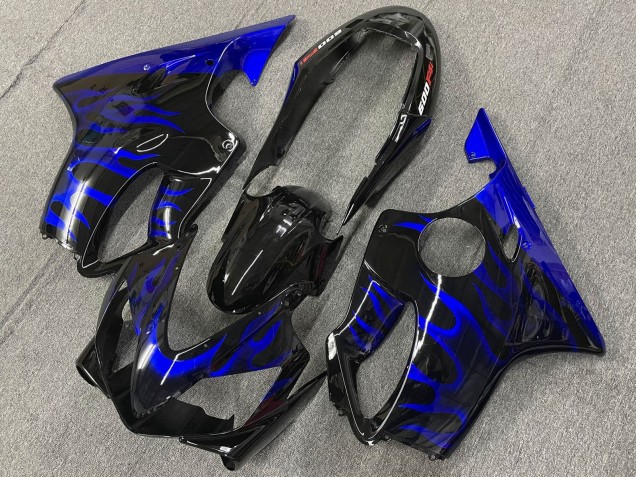 Großhandel Honda CBR600 F4i Motorrad Verkleidung 2004-2007 - Glanzendes Schwarz Blau Flamme