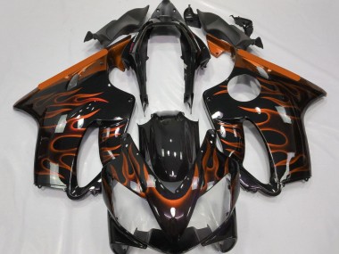 Großhandel Honda CBR600 F4i Motorrad Verkleidung 2004-2007 - Glanzendes Schwarz Orange Flamme