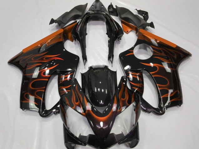 Großhandel Honda CBR600 F4i Motorrad Verkleidung 2004-2007 - Glanzendes Schwarz Orange Flamme