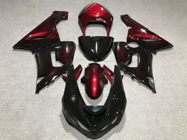 Großhandel Kawasaki ZX6R Motorrad Verkleidung 2005-2006 - Rot Glanzendes Schwarz