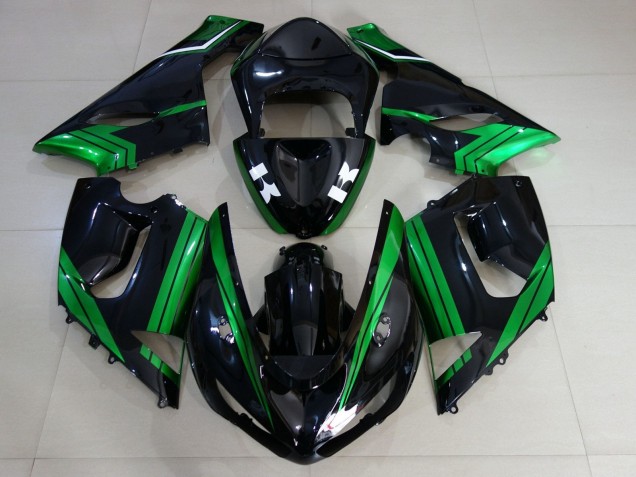Großhandel Kawasaki ZX6R Motorrad Verkleidung 2005-2006 - Grun Weiss Glanzendes Schwarz