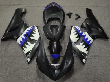 Großhandel Kawasaki ZX6R Motorrad Verkleidung 2005-2006 - Matt Schwarz Weiss Blau Hai