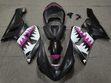 Großhandel Kawasaki ZX6R Motorrad Verkleidung 2005-2006 - Matt Schwarz Weiss Rosa Hai