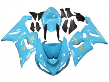 Großhandel Kawasaki ZX6R Motorrad Verkleidung 2005-2006 - Hellblau Gold