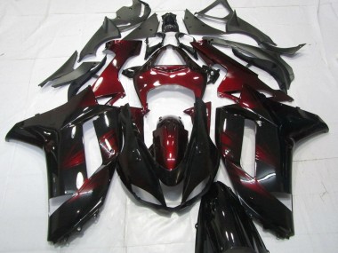 Großhandel Kawasaki ZX6R Motorrad Verkleidung 2007-2008 - Schwarz Dunkel rot