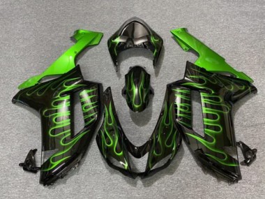 Großhandel Kawasaki ZX6R Motorrad Verkleidung 2007-2008 - Schwarz Grun Flamme