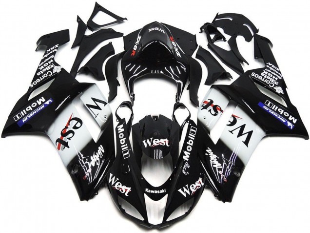 Großhandel Kawasaki ZX6R Motorrad Verkleidung 2007-2008 - Schwarz Weiss Weste Mobil