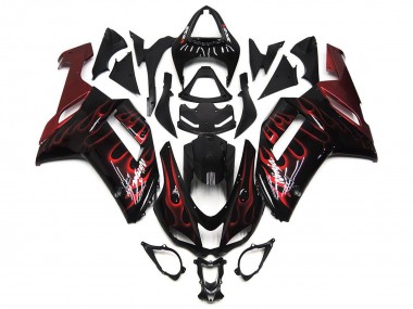 Großhandel Kawasaki ZX6R Motorrad Verkleidung 2007-2008 - Schwarz Weiss Rot Flamme