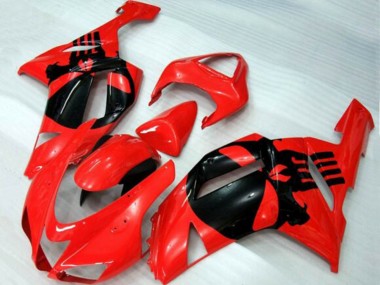 Großhandel Kawasaki ZX6R Motorrad Verkleidung 2007-2008 - Rot Schwarz Schadel