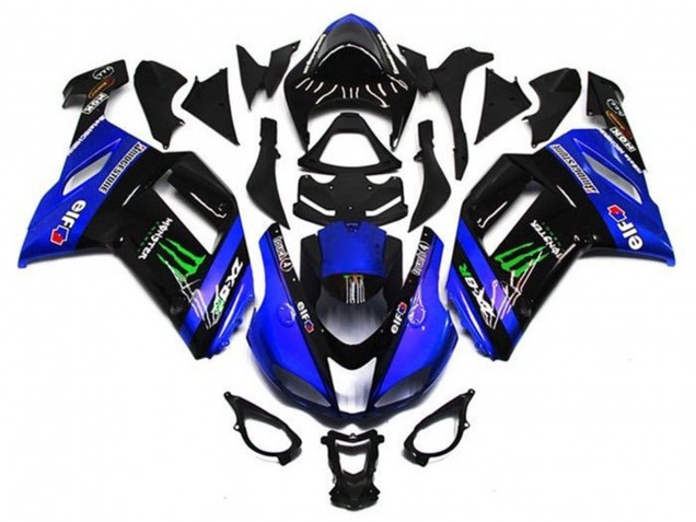 Großhandel Kawasaki ZX6R Motorrad Verkleidung 2007-2008 - Blau Schwarz Grun Monster