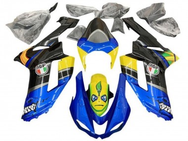 Großhandel Kawasaki ZX6R Motorrad Verkleidung 2007-2008 - Blau Schwarz Gelb Hai
