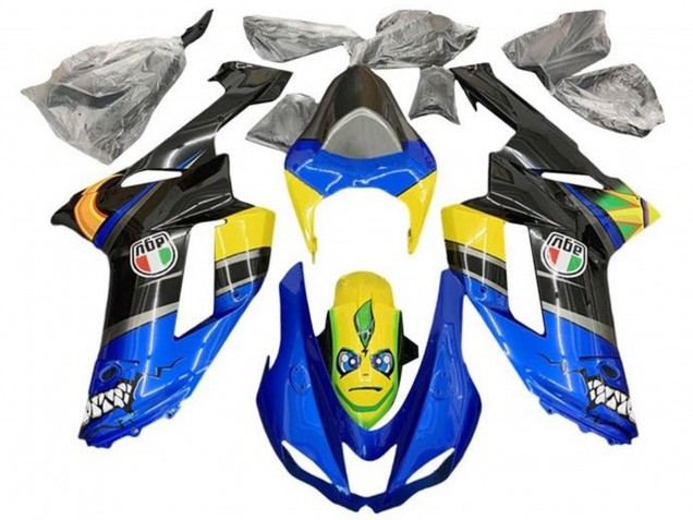 Großhandel Kawasaki ZX6R Motorrad Verkleidung 2007-2008 - Blau Schwarz Gelb Hai