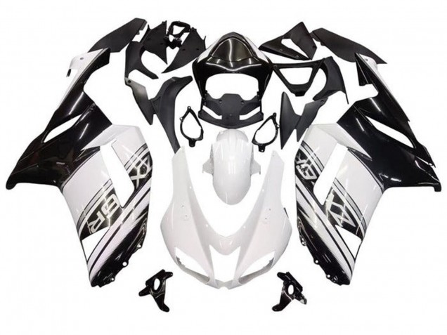 Großhandel Kawasaki ZX6R Motorrad Verkleidung 2007-2008 - Weiss Schwarz Silber Streifen