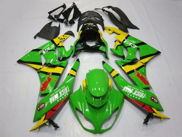 Großhandel Kawasaki ZX6R Motorrad Verkleidung 2009-2012 - Grun Gelb Rot Schwarz Trick Star Red Bull
